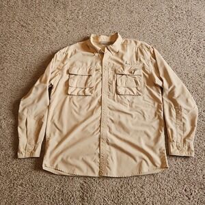 Fishing Shirt Mens Large Islamorada Flats by Quest Outdoor Vented Button Up